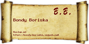 Bondy Boriska névjegykártya